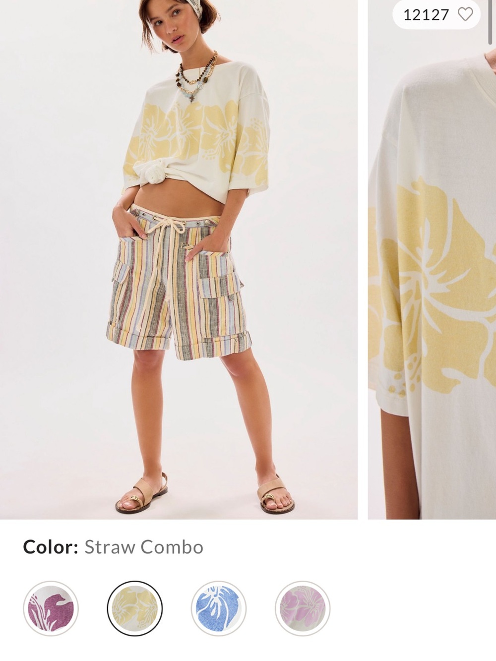 SOLD OUT in straw The Bureau Hibiscus Tee - Picture 4 of 4